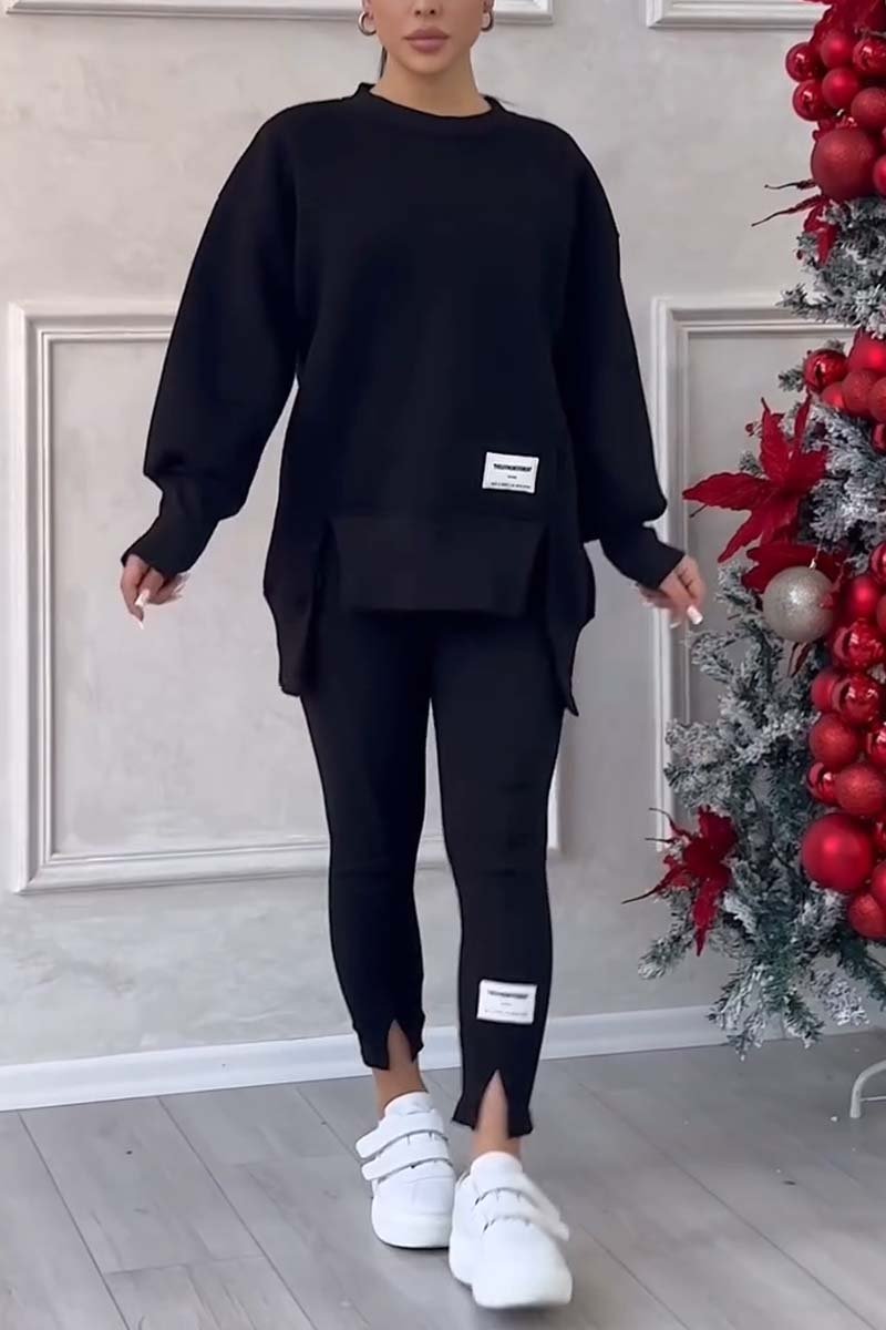 Jessica – Ensemble Sweat et Leggings avec Fente à l’Ourlet