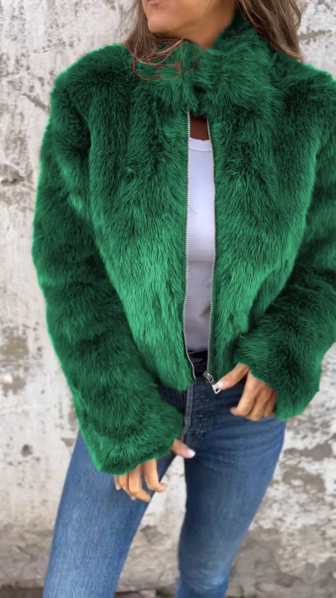 Caiyin - Veste en simili cuir à col montant