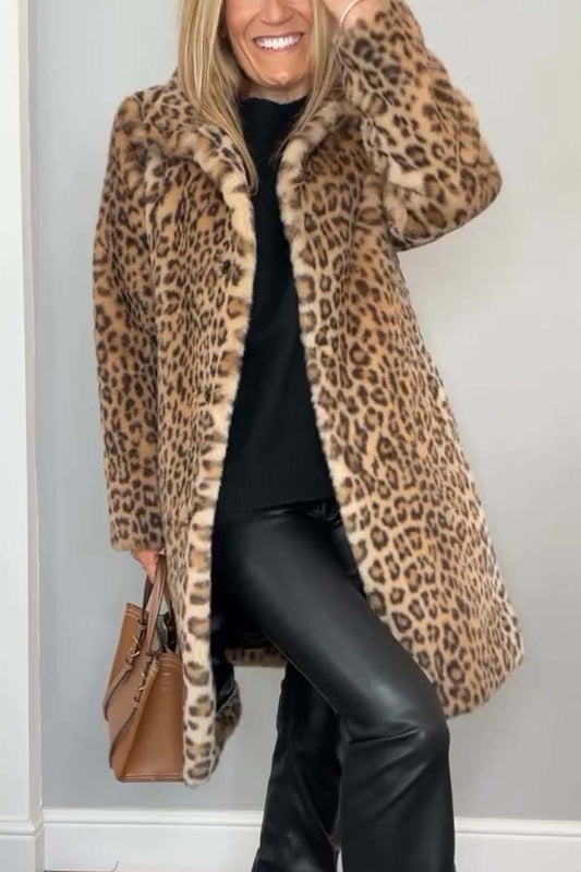 Agnes - Manteau Long avec Imprimé Léopard
