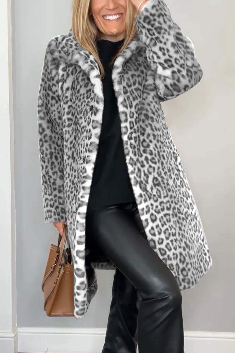 Agnes - Manteau Long avec Imprimé Léopard