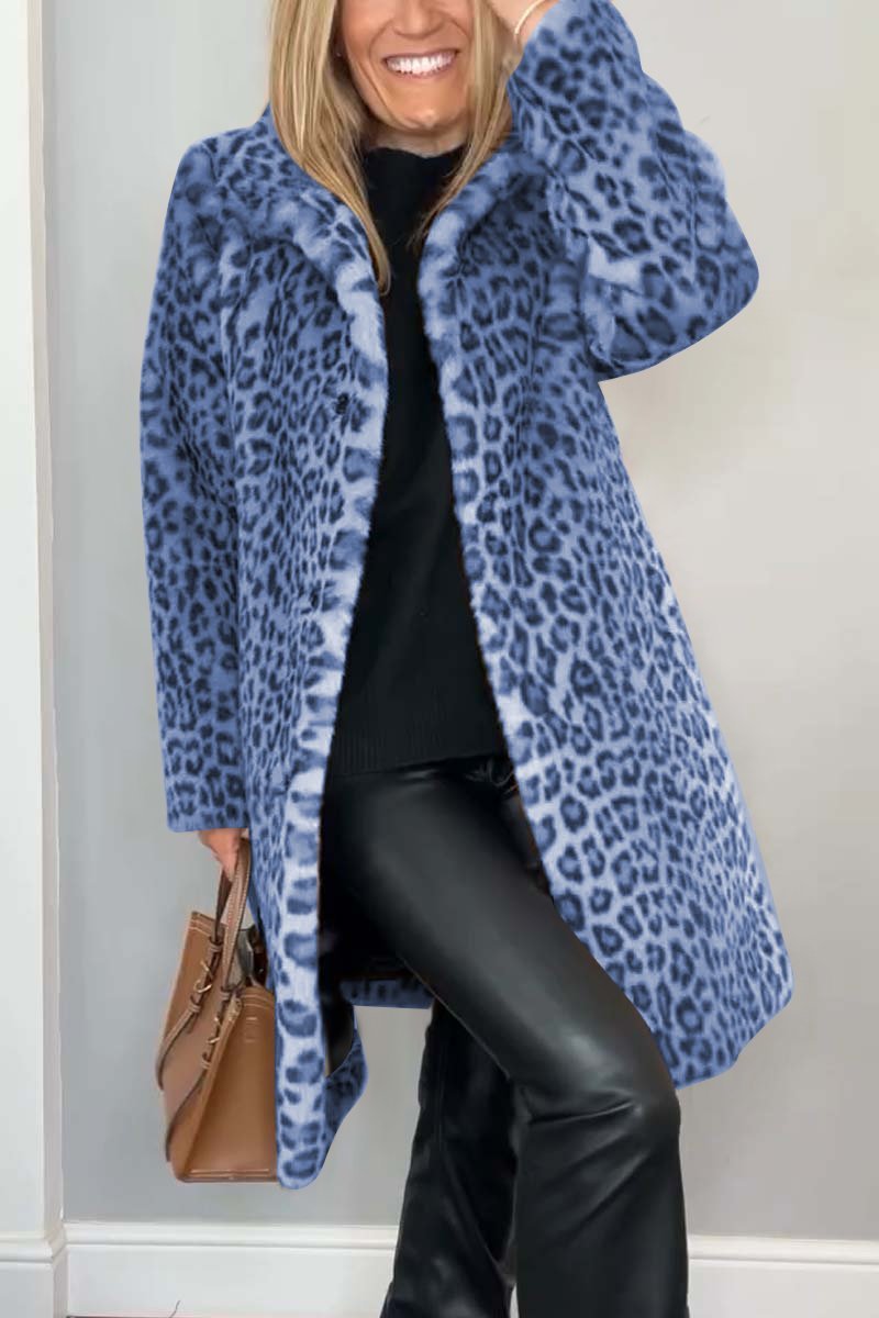 Agnes - Manteau Long avec Imprimé Léopard
