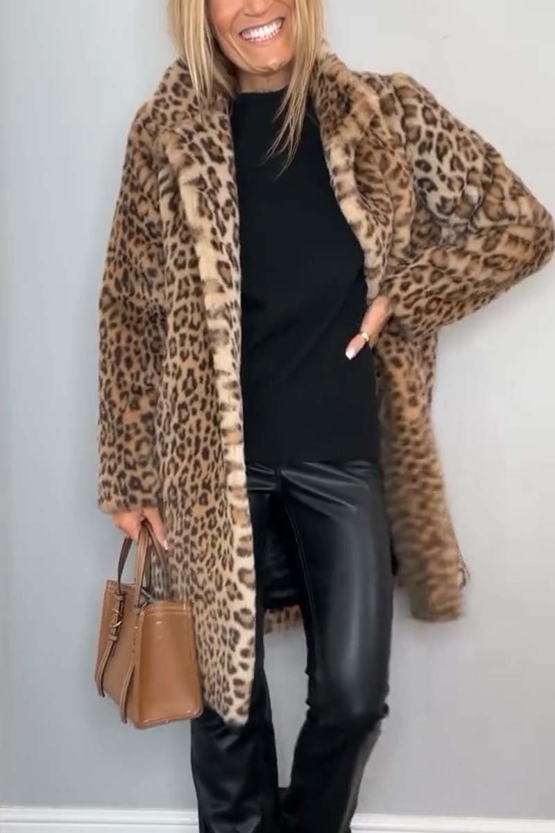 Agnes - Manteau Long avec Imprimé Léopard