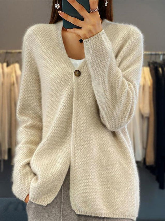 Elena – Gilet à col en V avec boutons délicats
