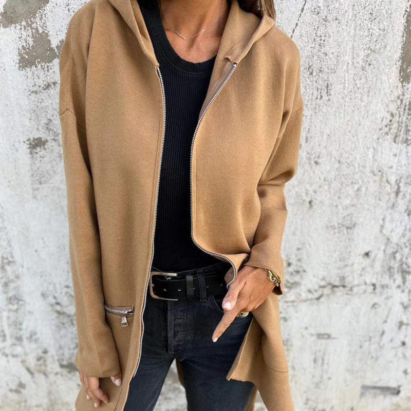 Olivia – Veste longue à fermeture zippée