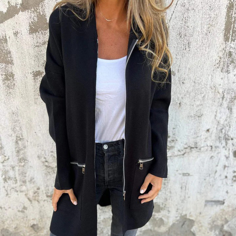Olivia – Veste longue à fermeture zippée