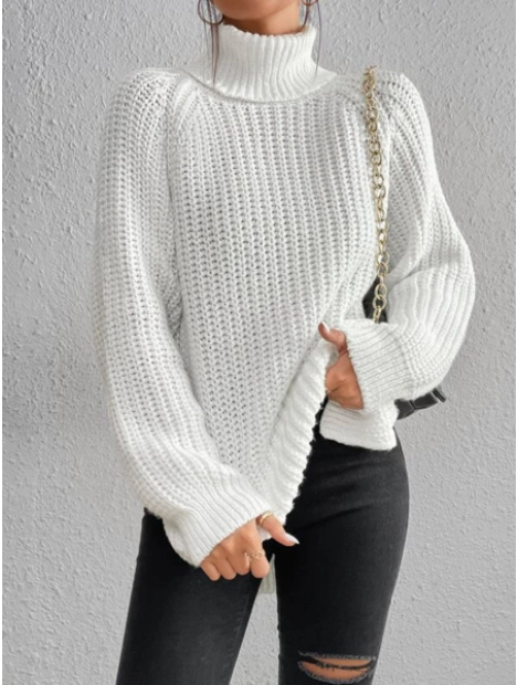 Rosella – Pull chic à col montant texturé