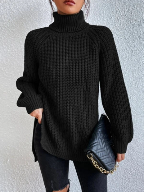 Rosella – Pull chic à col montant texturé