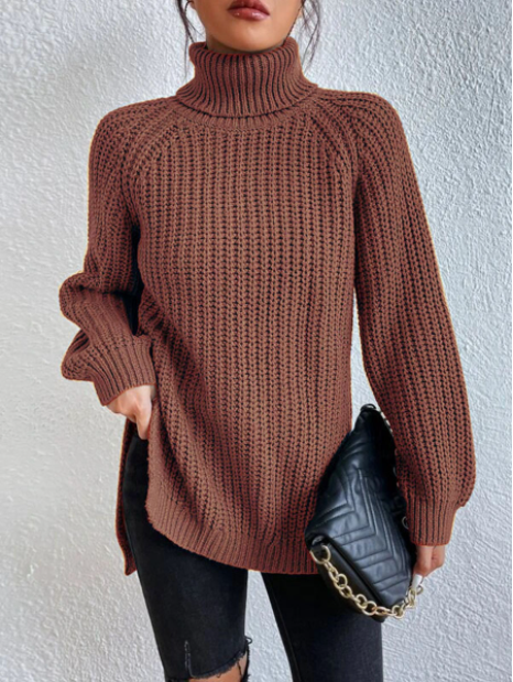 Rosella – Pull chic à col montant texturé