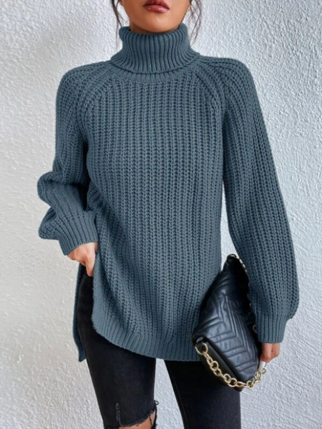 Rosella – Pull chic à col montant texturé