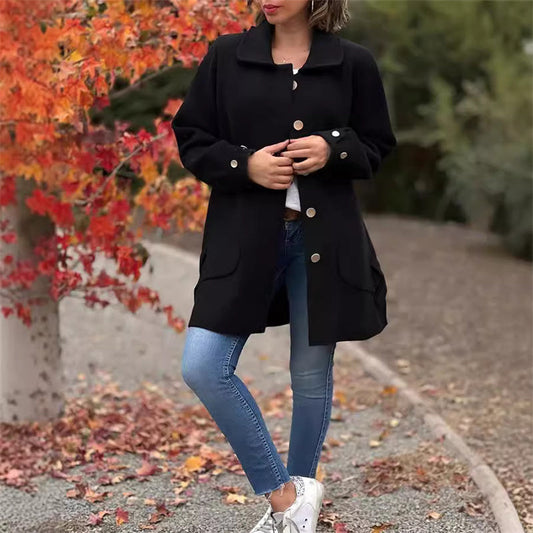 Lily – Manteau long boutonné à col Peter Pan