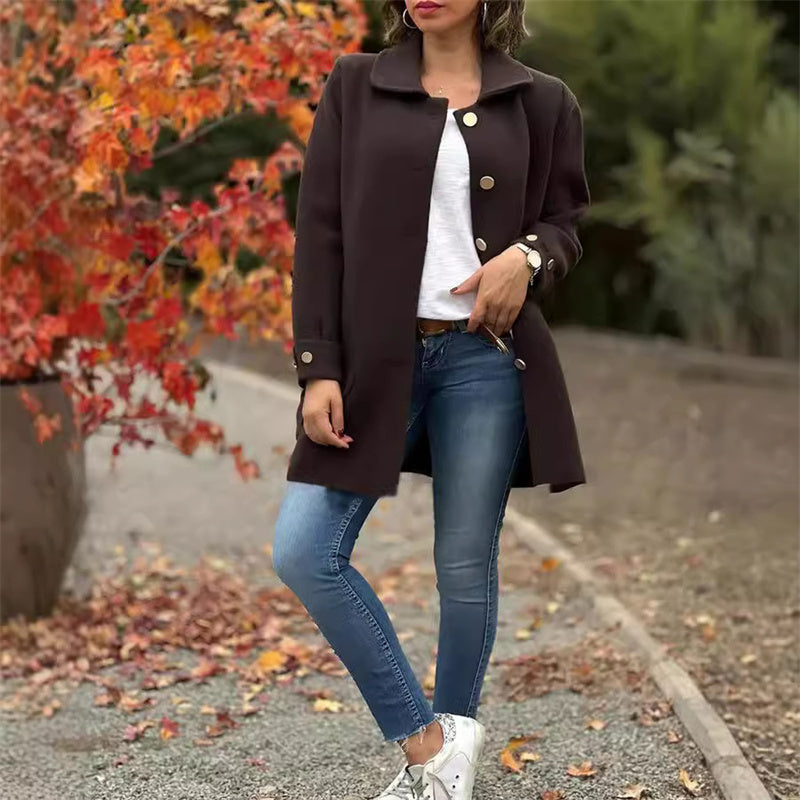 Lily – Manteau long boutonné à col Peter Pan