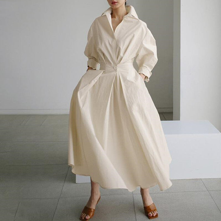 Tiara - Robe chemise en coton avec col à revers