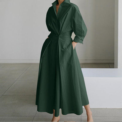 Tiara - Robe chemise en coton avec col à revers