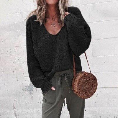Idone - Pull Tricoté Oversized à Col V Confortable