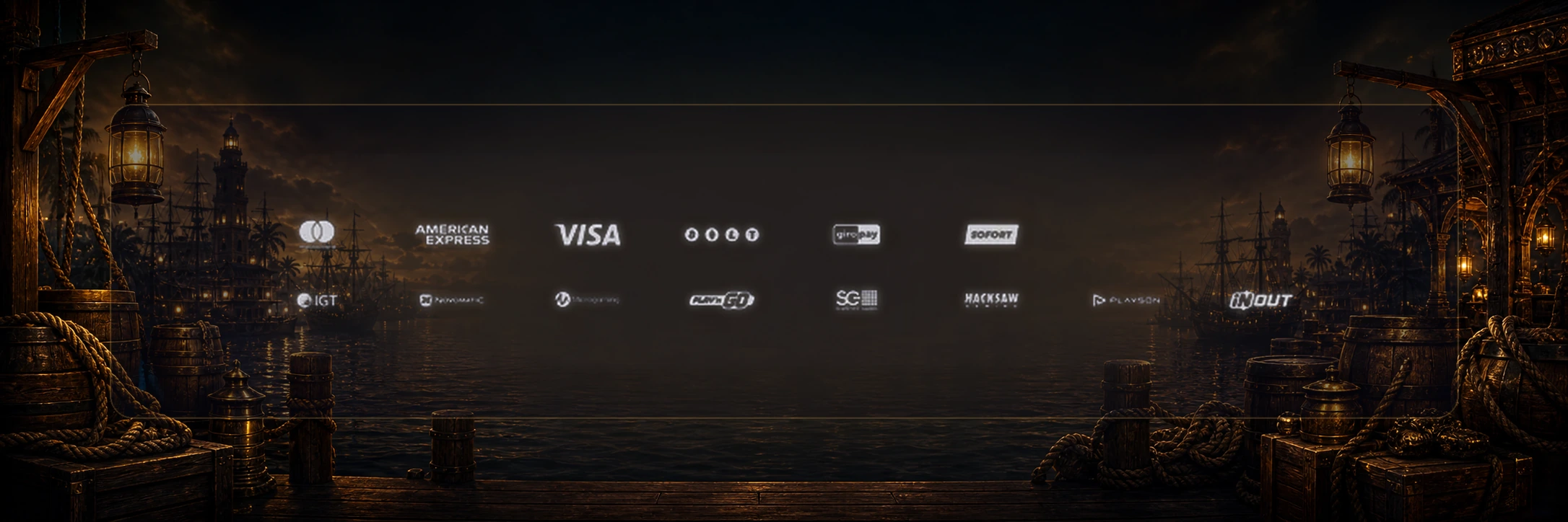 Bannière des moyens de paiement Tortuga Casino